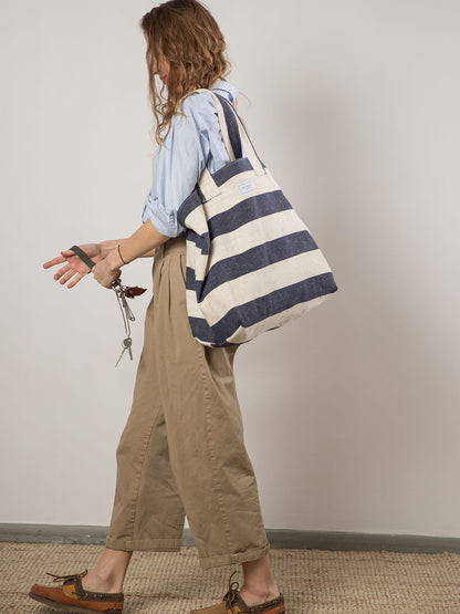 BEACH BAG - Reclaimed stripe canvas