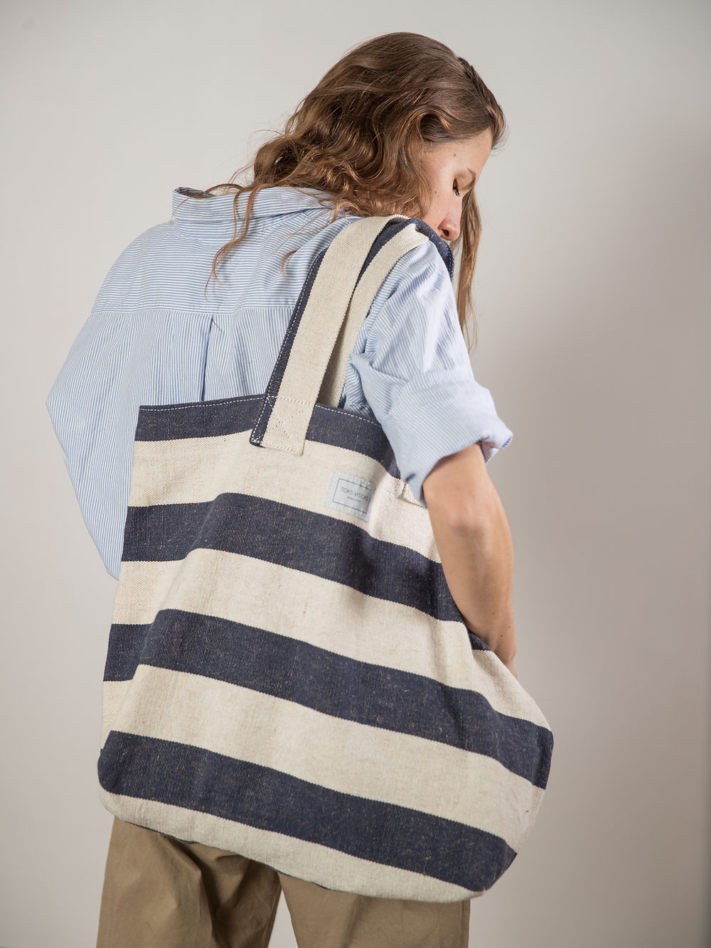 BEACH BAG - Reclaimed stripe canvas