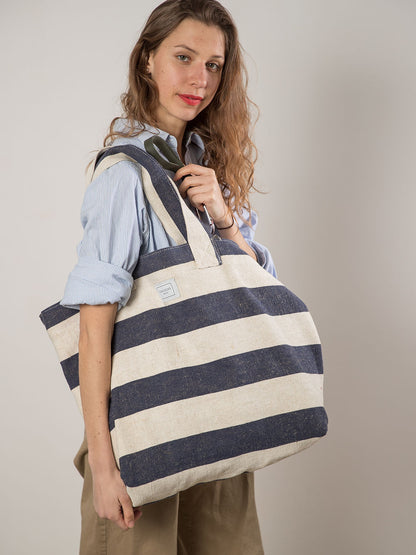 BEACH BAG - Reclaimed stripe canvas