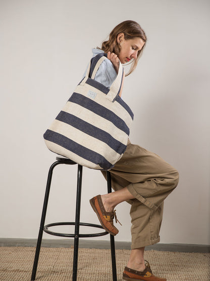 BEACH BAG - Reclaimed stripe canvas