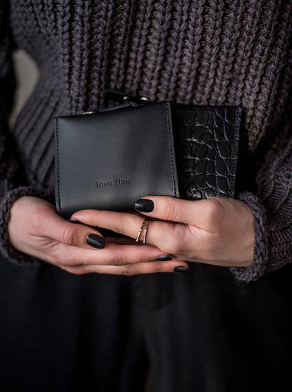 Classic Leather Wallet MINI TAAL - Black Croco