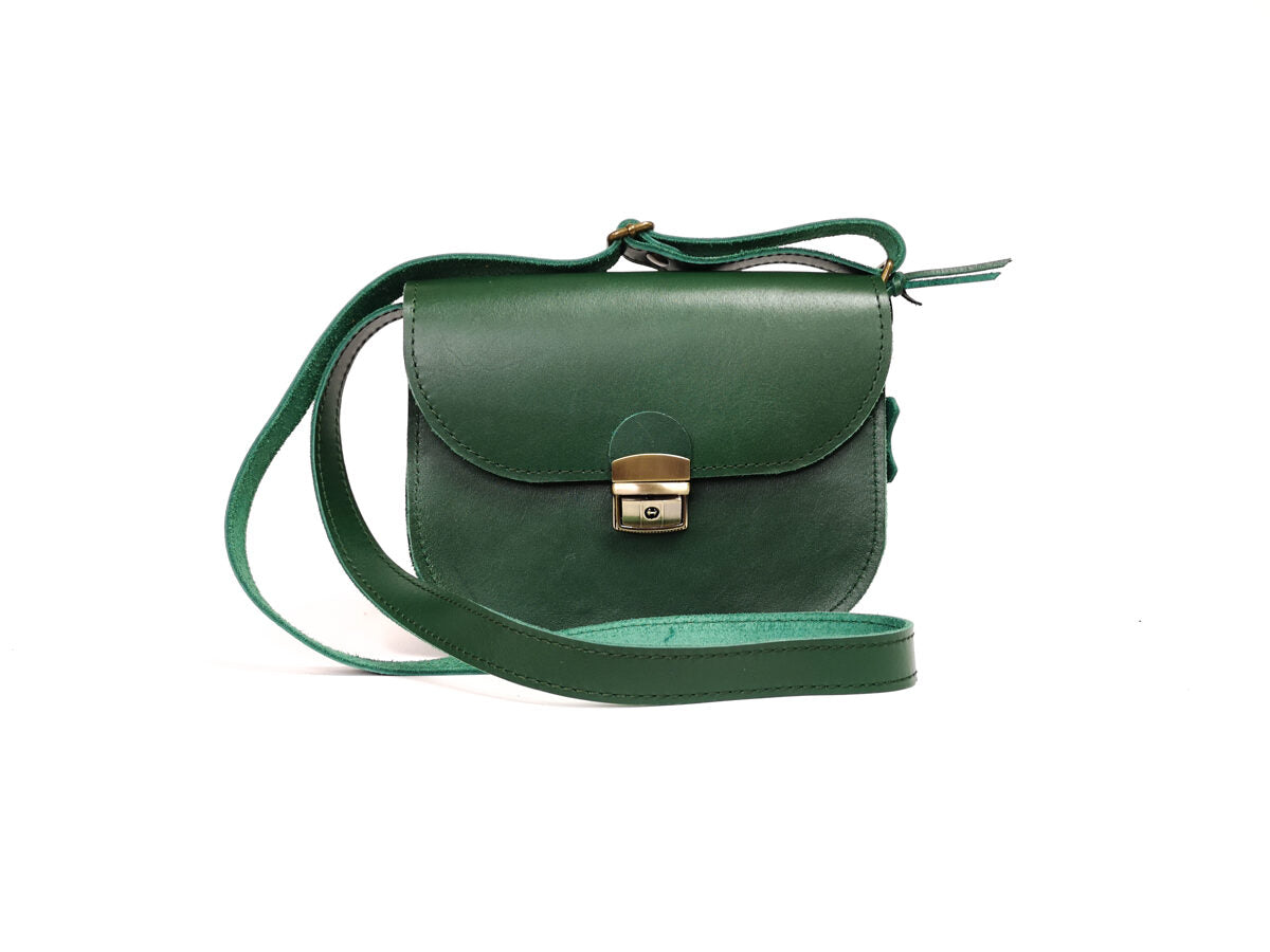 Natural Leather Saddle Bag Medium – Green