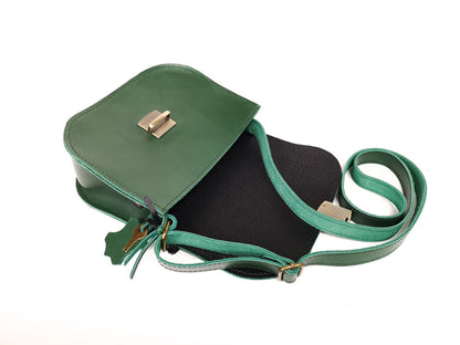 Natural Leather Saddle Bag Medium – Green