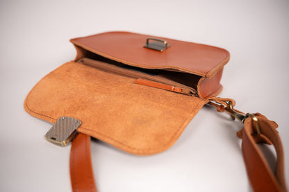 Natural Leather Saddle Bag Mini - Grey