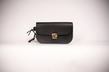 Natural Leather Saddle Bag Mini - Black