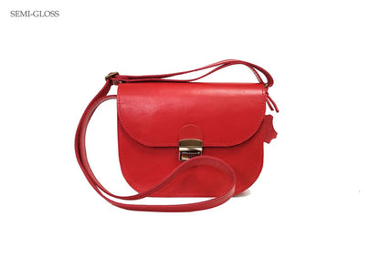 Natural Leather Saddle Bag Medium – Red