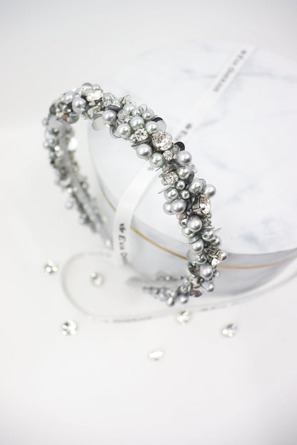 Headband Selena with Crystals and Pearls