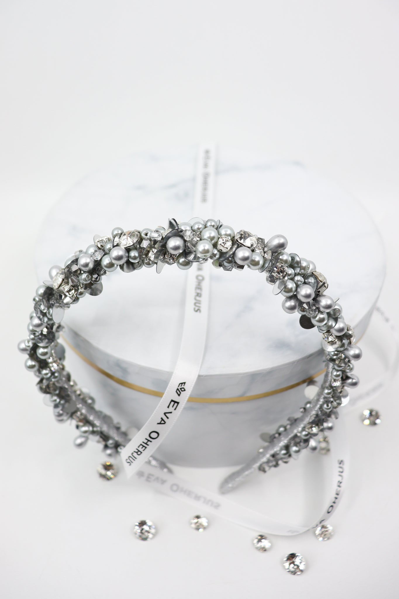 Headband Selena with Crystals and Pearls