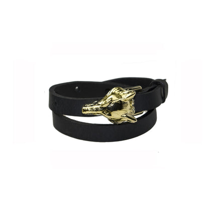 Wolf Leather Bracelet - Gold