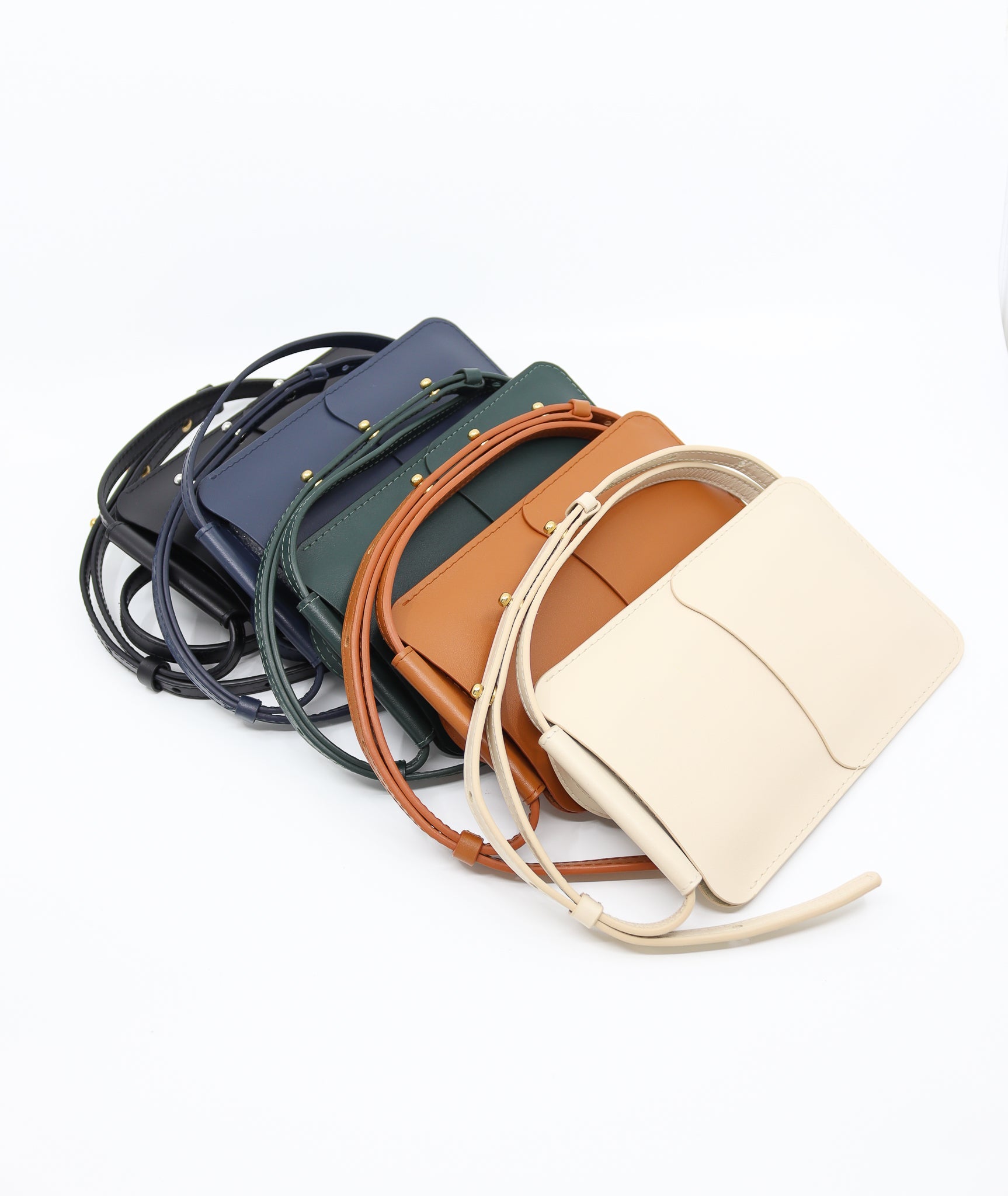 Leather Phone Bag - Navy